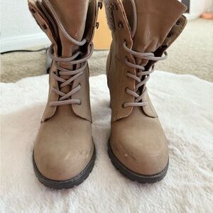 Heeled Combat Boots w/ Shearling Cuff – Size 9.5